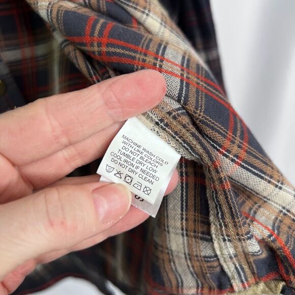 Carbon 2 Cobalt Flannel Plaid Long Sleeve Button Front 100% Cotton Shirt Size XL - Picture 7 of 8